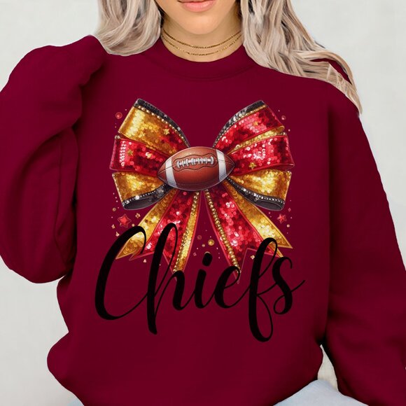 Football Sweatshirt, Chiefs Shirt, KC Football Shirt - Picture 4 of 4